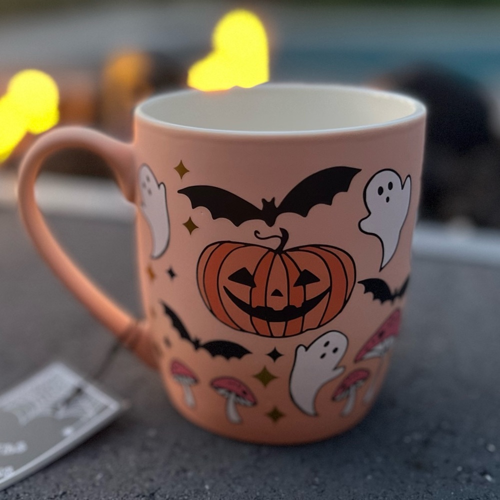 NEW 👻 Soft touch peach jack o’lantern pumpkin mug | Cobwebs and Cauldrons